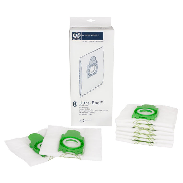 Sebo E Range Genuine Microfibre Dustbags x 8 - 8300ER  Radford Vac Centre  - 1